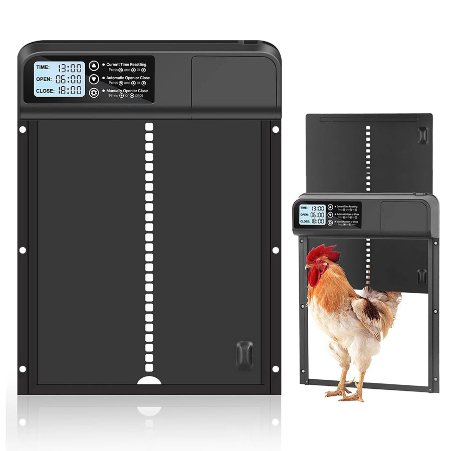 CochiKix Automatic Chicken Coop Door - Predator-Proof Anti-Pinch LCD Timer