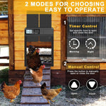 CochiKix Automatic Chicken Coop Door - Predator-Proof Anti-Pinch LCD Timer