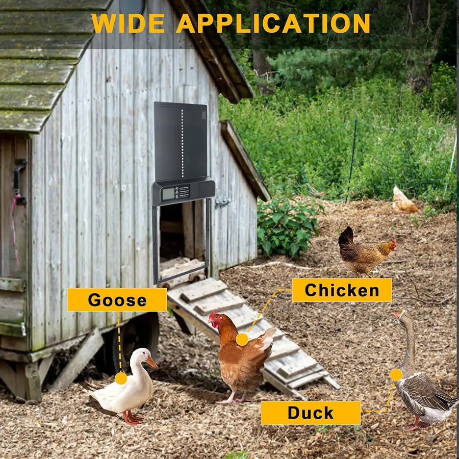 CochiKix Automatic Chicken Coop Door - Predator-Proof Anti-Pinch LCD Timer