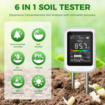 FizoMast 6-in-1 Digital Soil Meter with Rotatable HD Screen