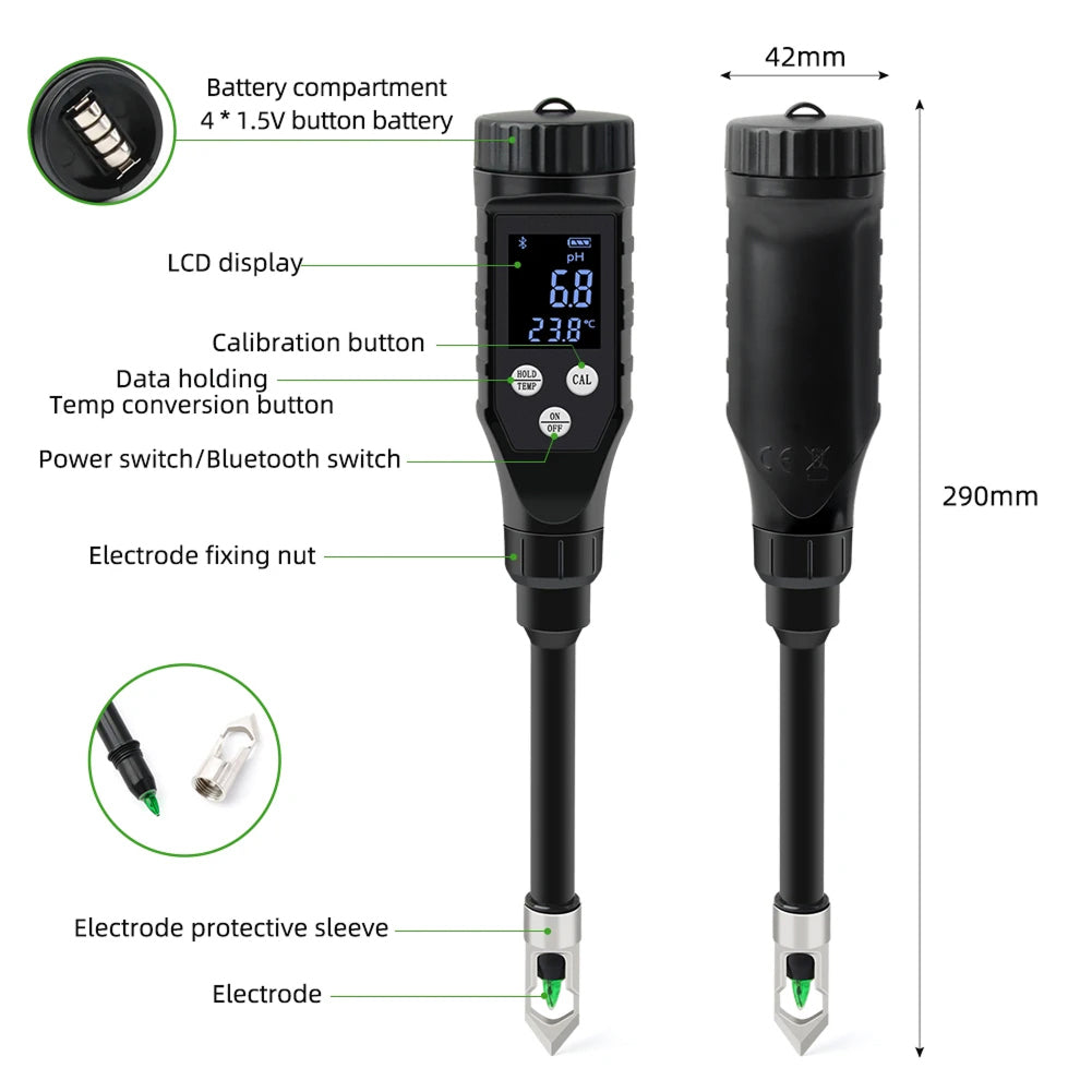 FonaWise Bluetooth Soil pH Meter with Lab-Grade Accuracy