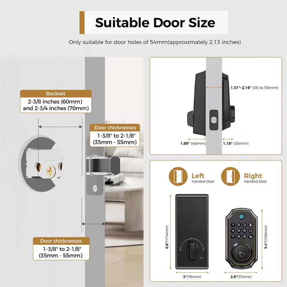 MixaLocki Smart Deadbolt | Keyless Fingerprint & Bluetooth Door Lock