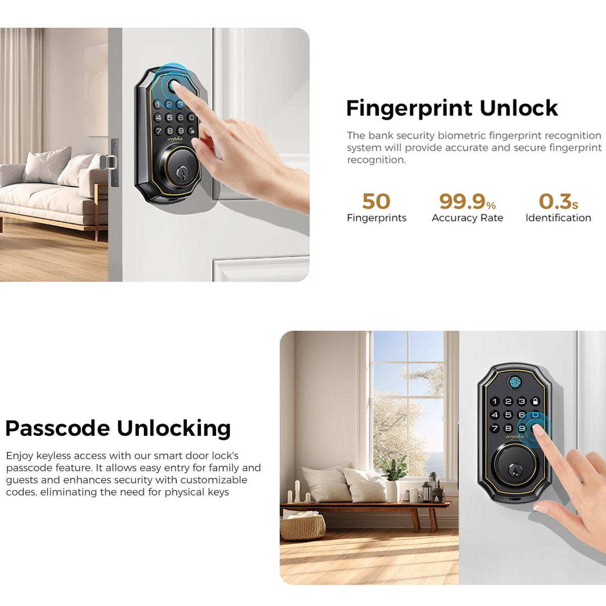 MixaLocki Smart Deadbolt | Keyless Fingerprint & Bluetooth Door Lock