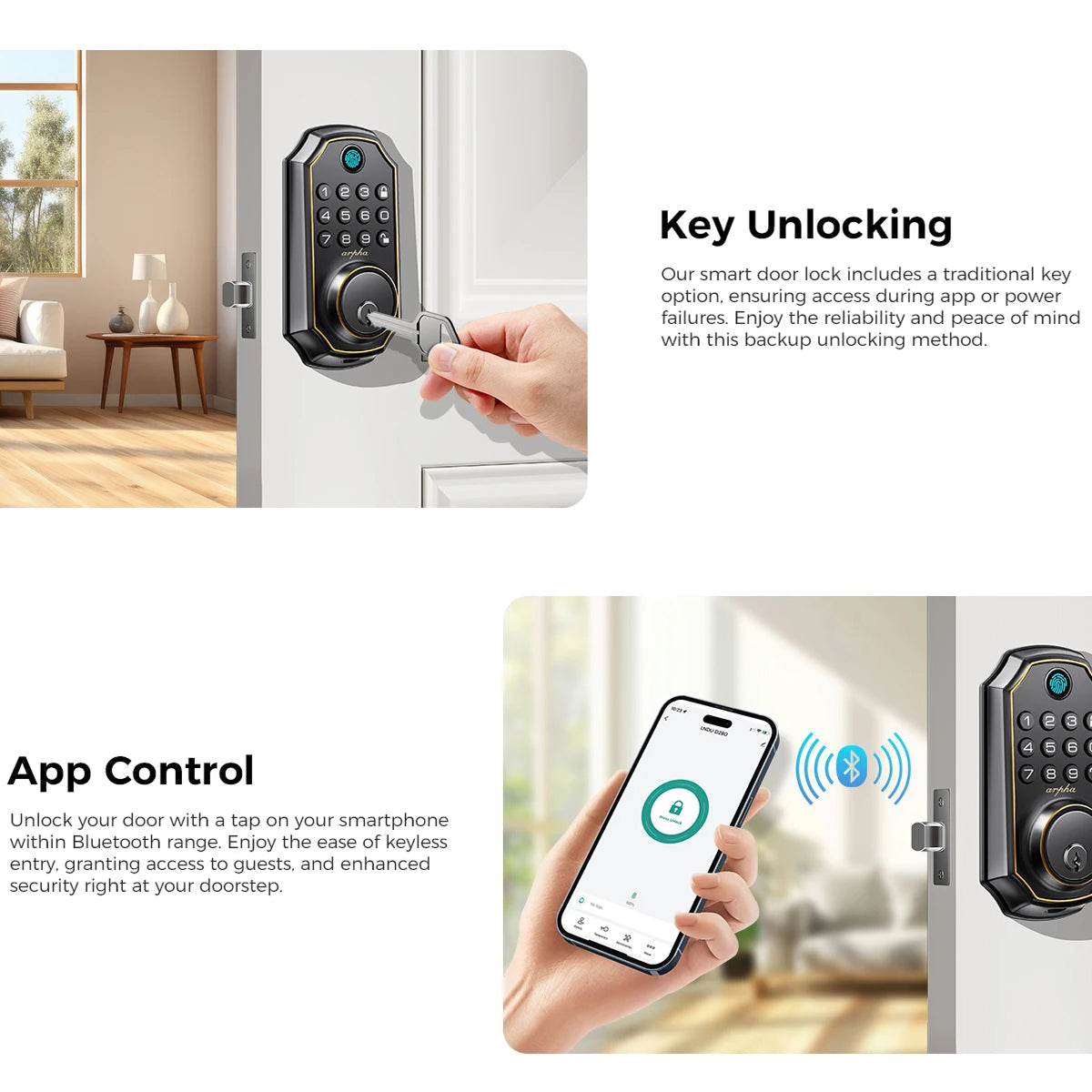 MixaLocki Smart Deadbolt | Keyless Fingerprint & Bluetooth Door Lock