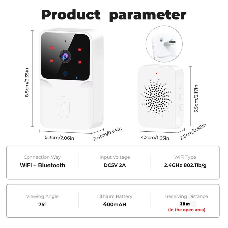 Sentrixly Wireless Smart Video Doorbell Camera with No Monthly Fee
